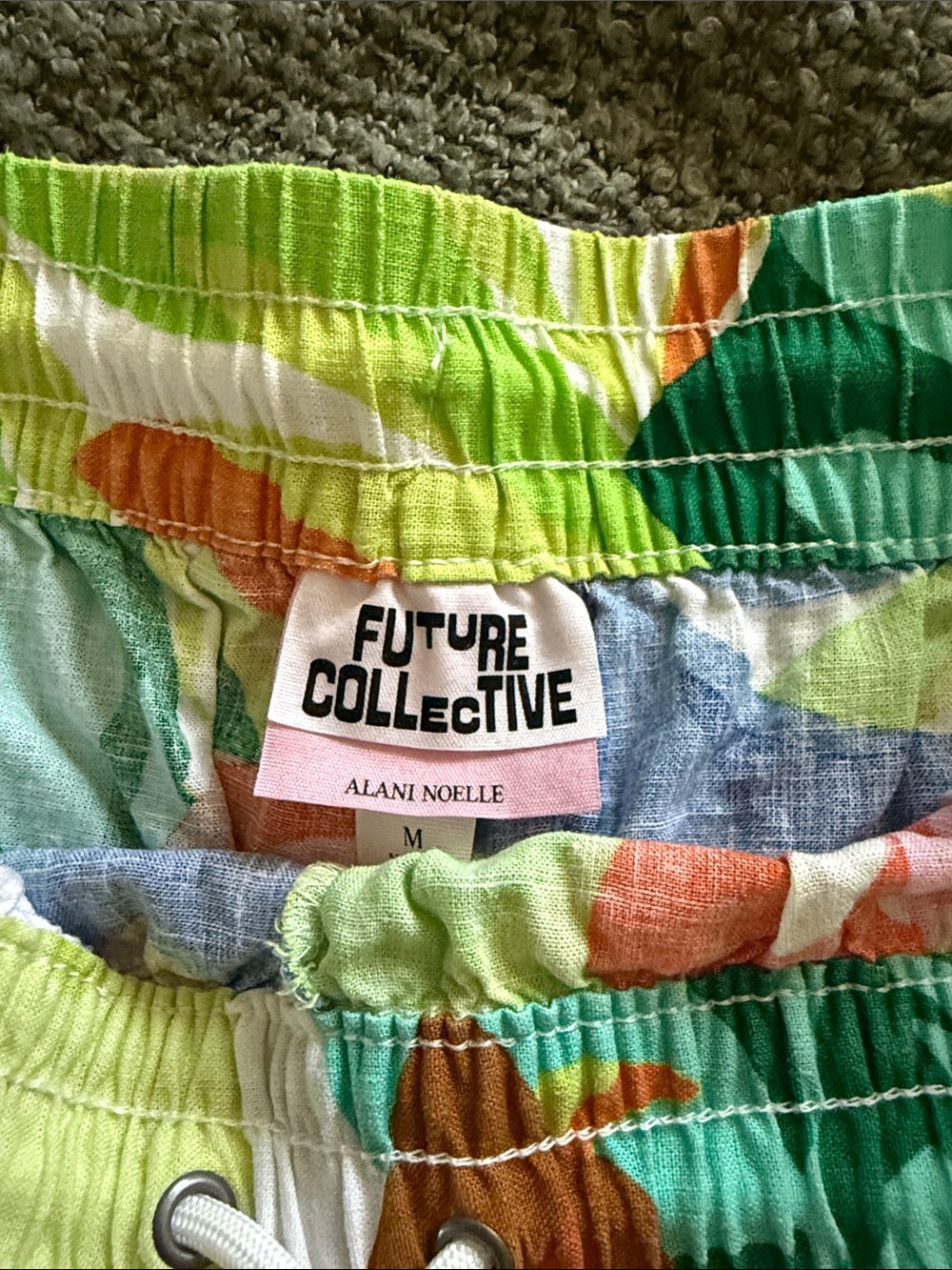 Future Collective Green Floral Drawstring Women’s Shorts - Picture 2 of 6